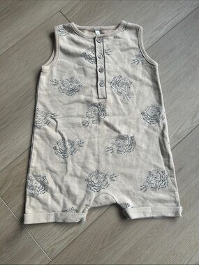 Rylee + Cru Beige Tiger Romper